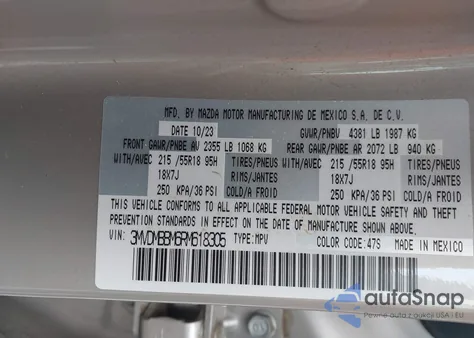 2024 Mazda Cx-30 2.5 S Select Sport from USA, damaged, VIN 3MVDMBBM6RM618305